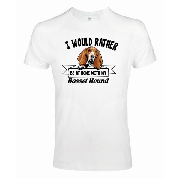 Basset hound Kikande hund t-shirt - Rather be with... White XL