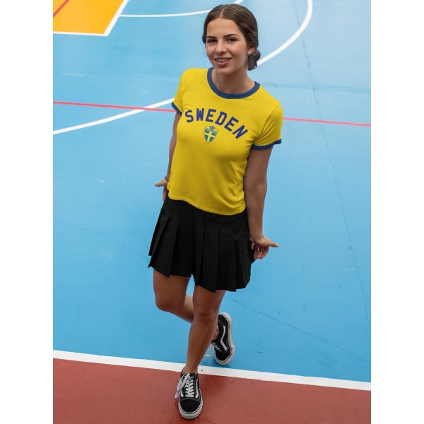 Sverige T-shirt med Sweden tryck med Sverige märke Ringer tröja Yellow 120cl