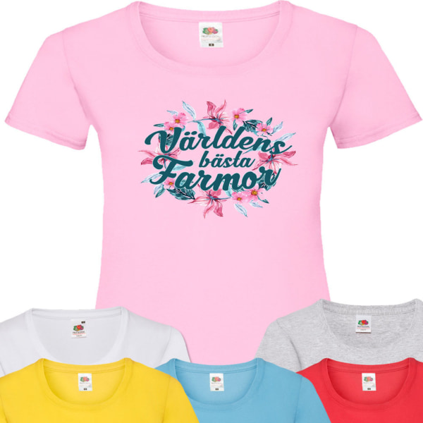 Farmor Blom t-shirt - flera färger - Blom Rosa T-shirt - Medium 