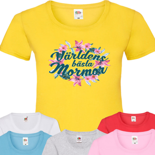 Mormor t-shirt - flera färger - Blom Gul T-shirt - Medium 