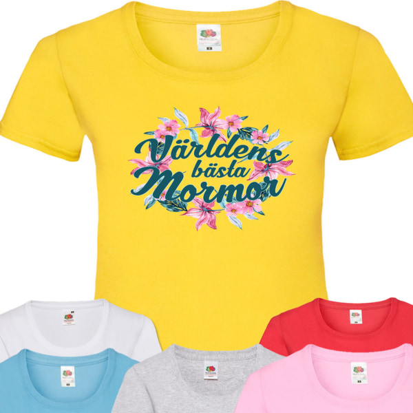 Mormor t-shirt - flera färger - Blom Gul T-shirt - XXL 