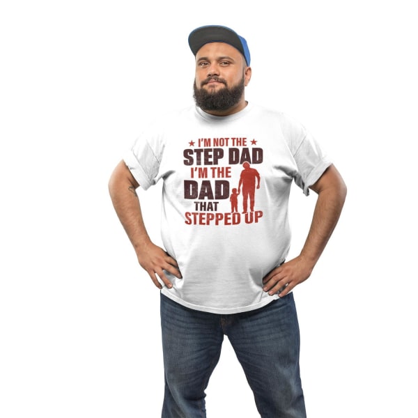 Vit pappa t-shirt . Not a step dad , dad that stepped up XXL