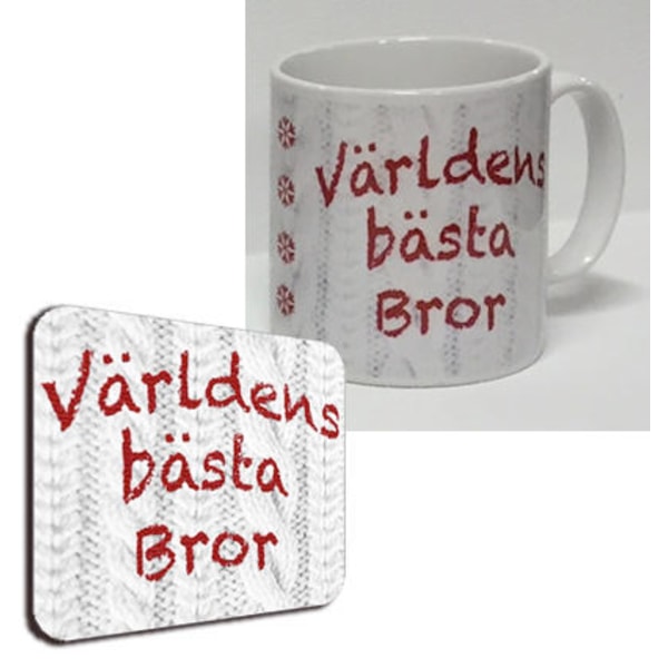 Mugg + Underlägg paket med tryck : Värdens bästa bror