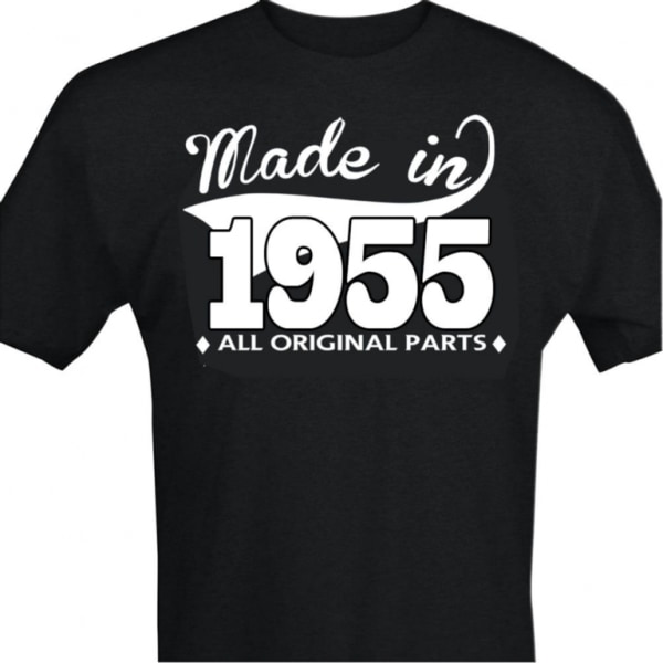 Svart T-shirt med design - Made in 1955 - All original parts XXL
