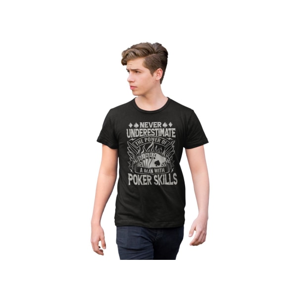 Poker T-shirt - sort - Undervurder aldrig en mands magt Black L