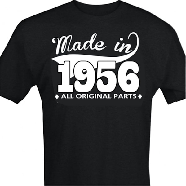 Svart T-shirt med design - Made in 1956 - All original parts XXL