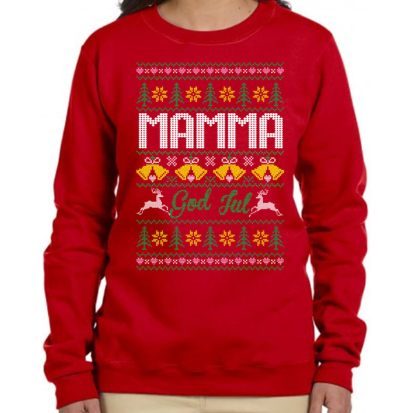Mamma Jultröja - Christmas jumper stil röd sweatshirt S