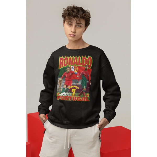 Ronaldo Sweatshirt - Portugalin pelaajan paita musta XL