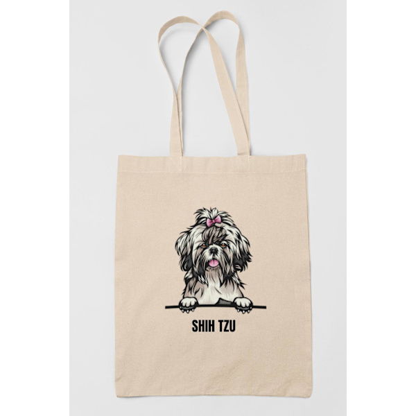 Shih Tzu tygkasse hund shopping väska Tote bag Natur one size