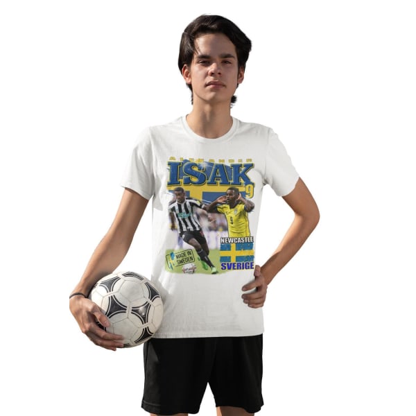 Alexander Isak Vit sportströja t-shirt Sverige Tryck fram & bak 140cl 9-11 år