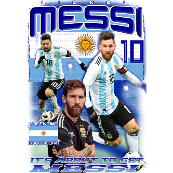 Messi Tshirt Argentina skjorte med print foran og bagpå S