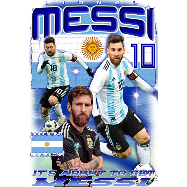 Messi Tshirt Argentina tröja med tryck fram & bak 140cl 9-11år