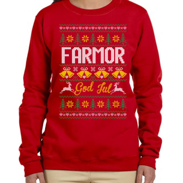 Farmor Jultröja - Christmas jumper stil röd sweatshirt S