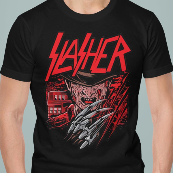 Sort horror t-shirt Freddy Krueger Elm Street slasher L