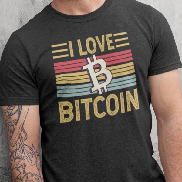 Svart crypto T-shirt I love bitcoin design XXL
