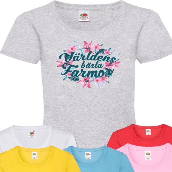 Farmor Blom t-shirt - flera färger - Blom Vit T-shirt - XXL