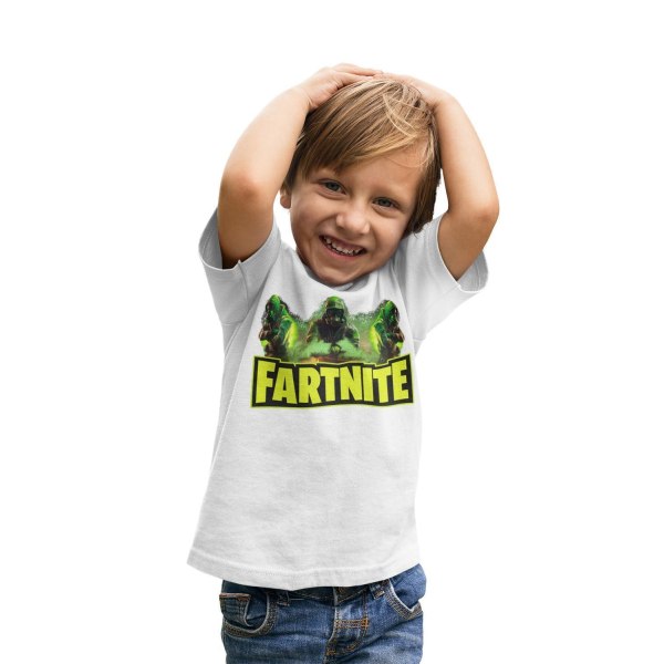 Fortnite parodi t-shirt - Hvid skjorte med fuld farve fartnite print Small