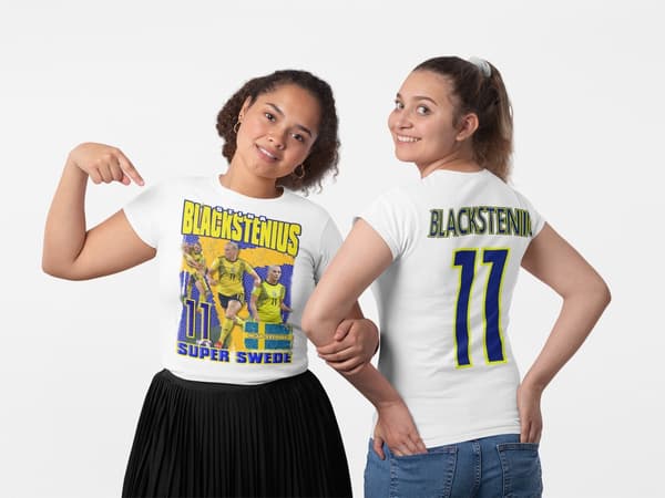 Stina Blackstenius Supportertröja –Vit, Supermjuk polyester med tryck fram & bak Barn 9-11 år 140cl