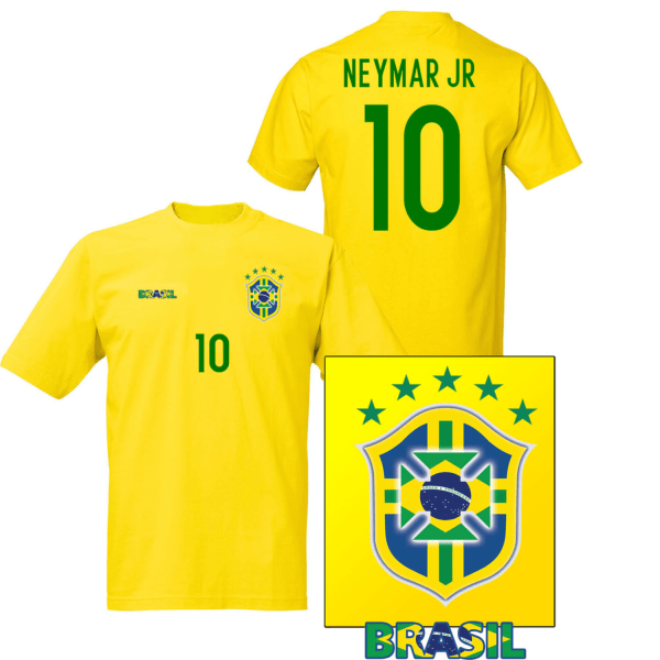 Fodboldtrøje i brasiliansk stil med Neymar Jr 10 print 130cl 7-8år