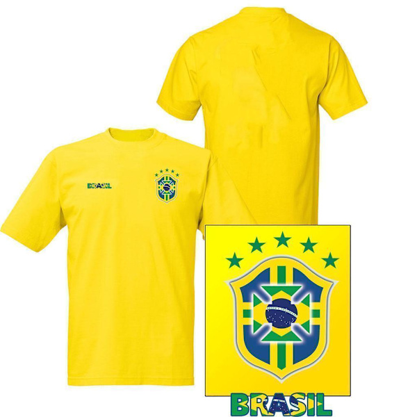 Brasilien stil fotbollströja i polyester VM 2022 Yellow L