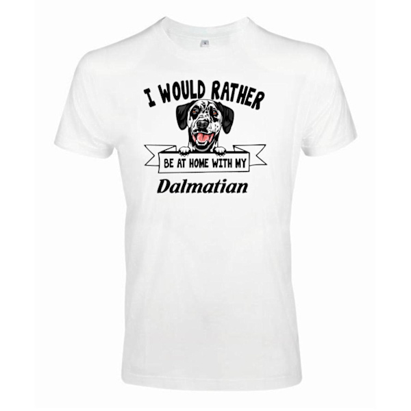 Dalmatian peeking dog t-shirt - Rather be home with... White M