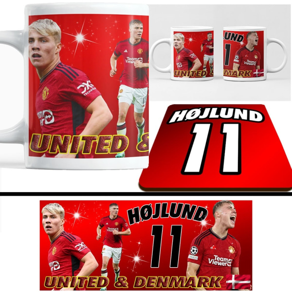 Højlund Mugg + Underlägg paket - United & Denmark