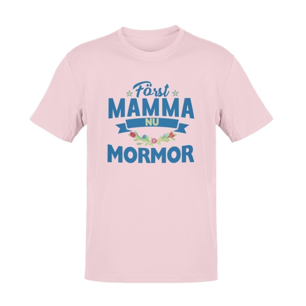 Mormor T-shirt med först mamma nu mormor Rosa t-shirt Pink XL