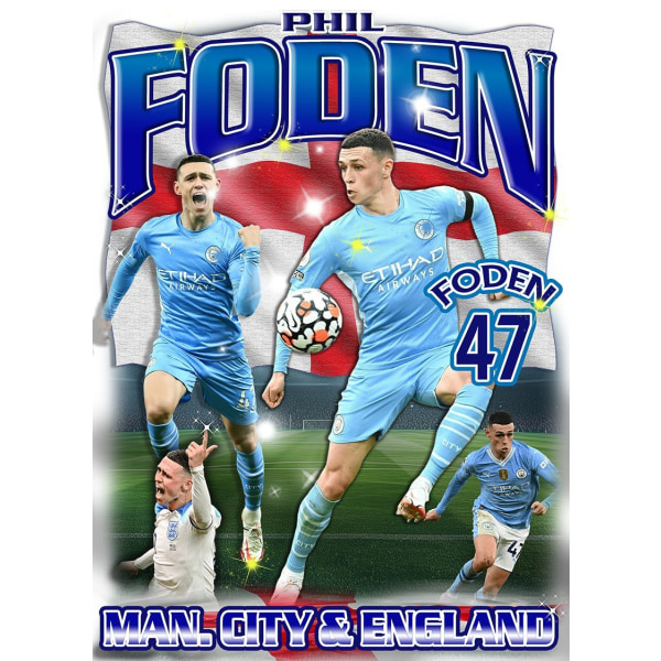 Phil Foden pelaaja t-paita urheilupaita England Man. kaupunki 130 cl 7-8år