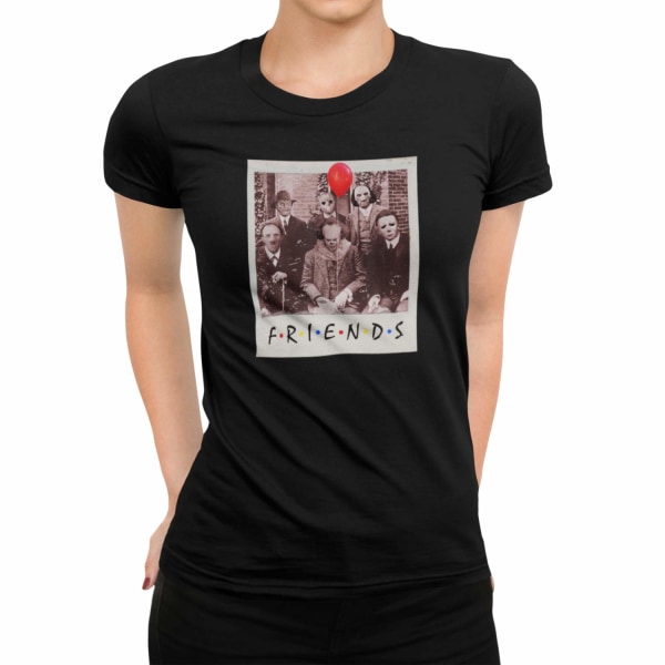 Dam svart T-shirt Polaroid stil Horror friends design Pennywise S
