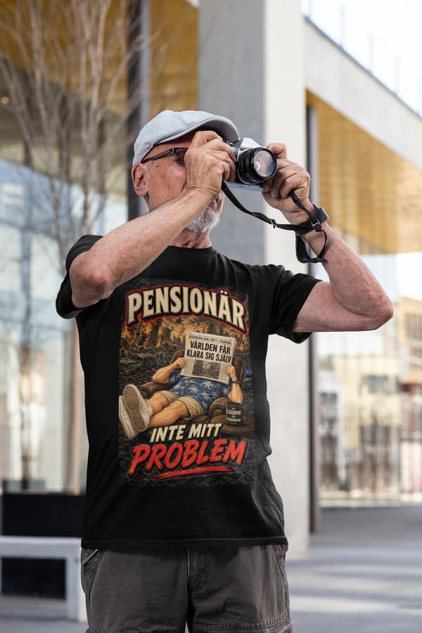 Pensionär T-shirt Herr – Inte Mitt Problem – Rolig Pension Present – Svart XL