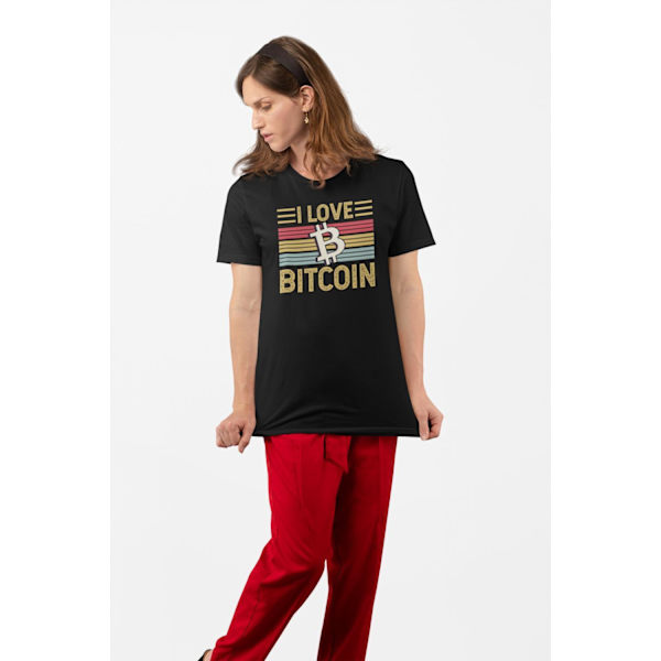 Svart crypto T-shirt I love bitcoin design M
