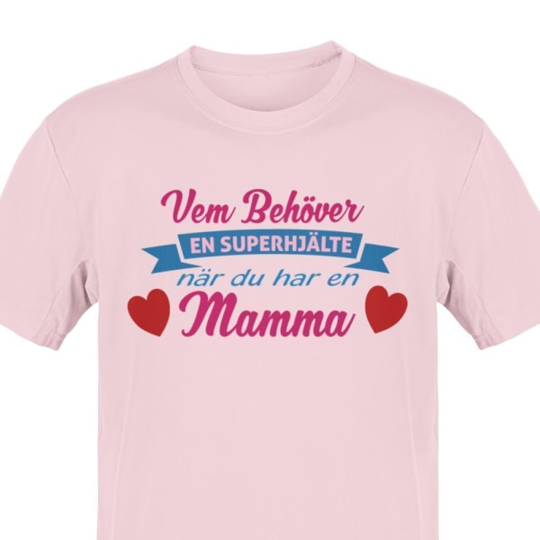 Mamma T-shirt Vem behover en Superhjälte Rosa t-shirt Pink S