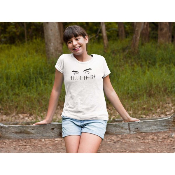 Hvid børne-t-shirt - Billie Eilish 120cl 6-7 år