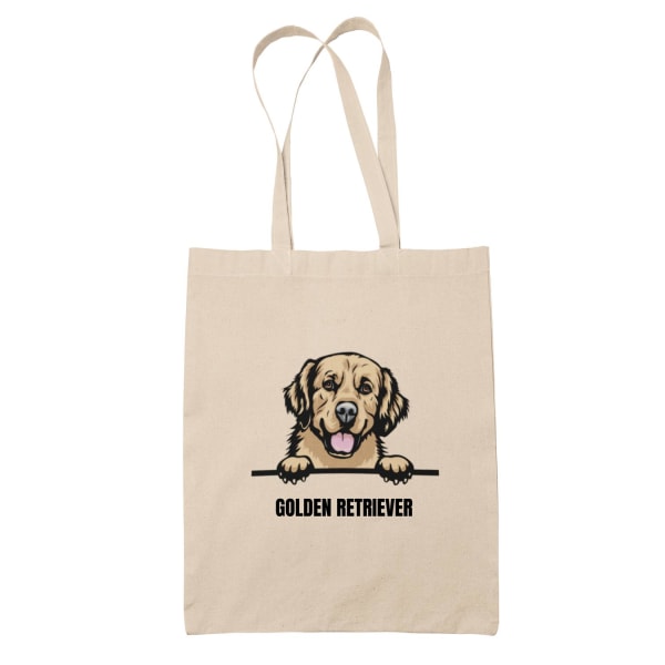 Golden retriever tygkasse hund shopping väska Tote bag Natur one size