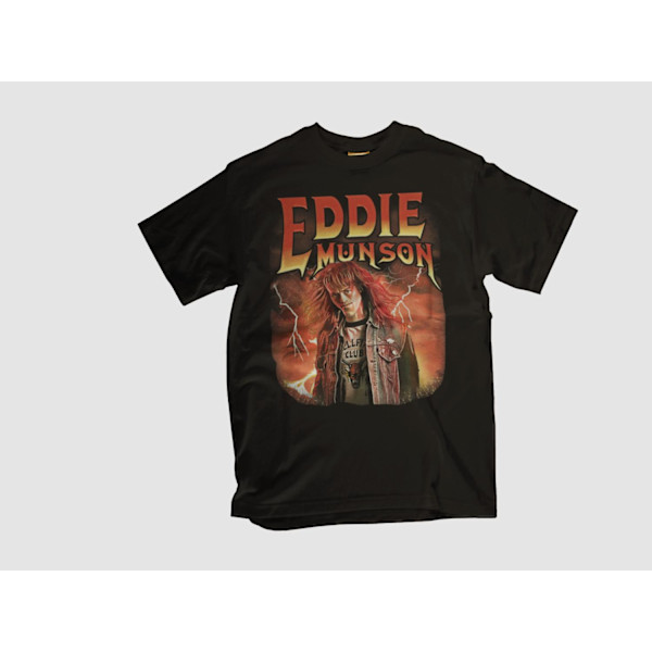 Svart T-shirt - Eddie Munson Stranger things metal Hellfire club 128