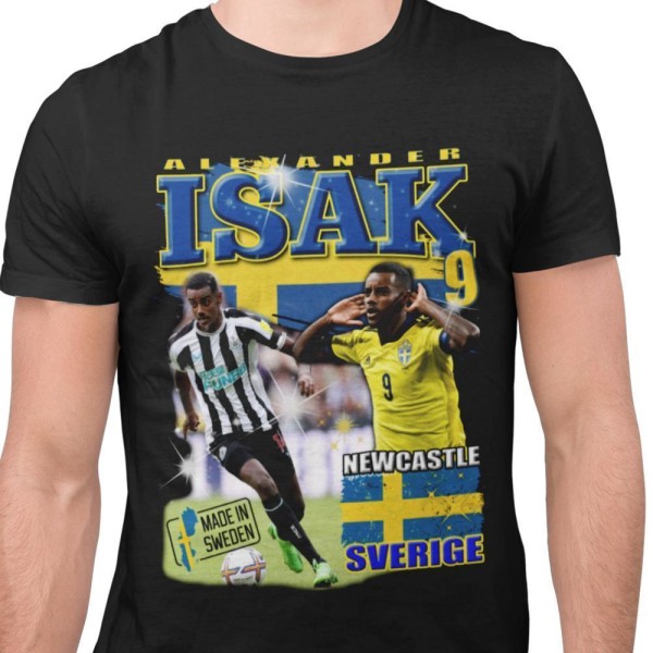 Alexander Isak Svart t-shirt Sverige tröja tryck 164cl youth 14-15år