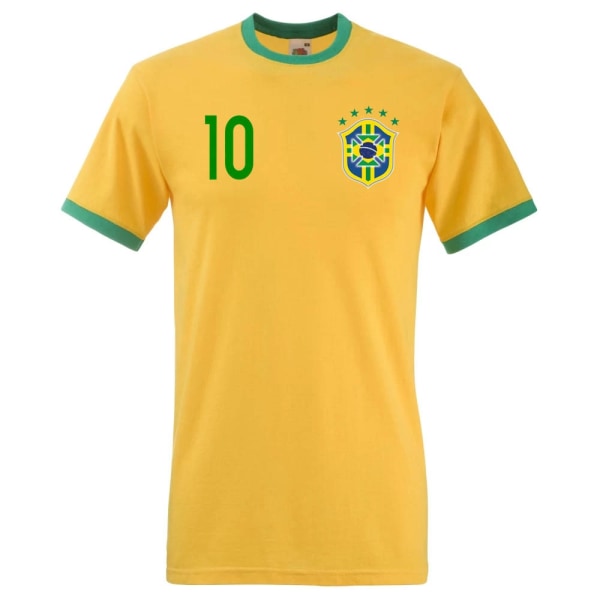 Brasilialainen jalkapallo-t-paita - Keltainen vihreä, edessä 10 S