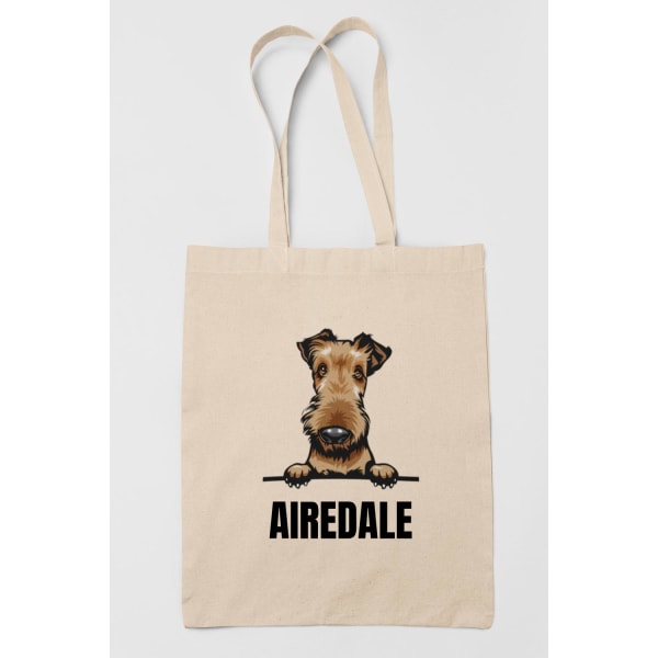 Airedale mulepose hunderace indkøbstaske Nature one size