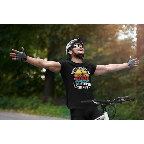 Cykel T-shirt med Do not follow me - I do stupid things XL