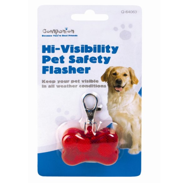 Säkerhetslampa för koppel till hund/katt - bendesign Röd