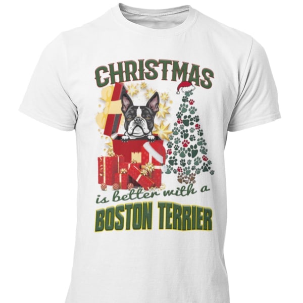 Boston Terrier Jul  hund  schäfer t-shirt White XL