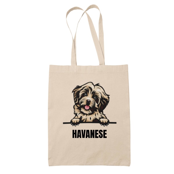 Havanese tygkasse hund shopping väska Tote bag Natur one size