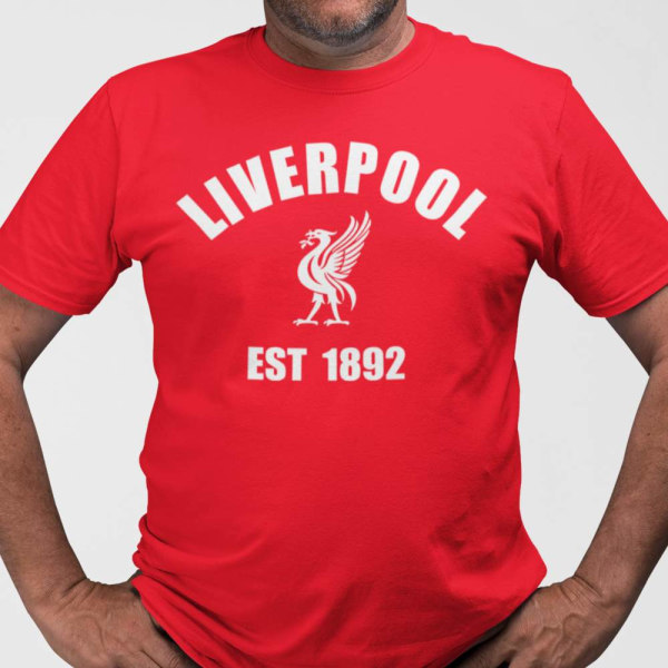 Rød t-shirt i Liverpool 1892-stil L
