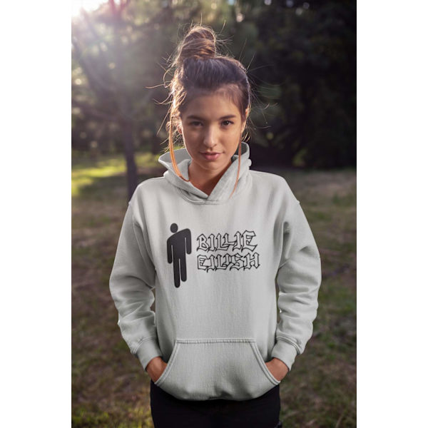 Billie Eilish grå huvtröja sweatshirt tröja t-shirt logo Small