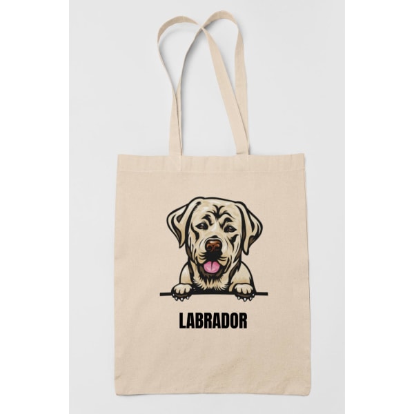 Golden Labrador tygkasse hund shopping väska Tote bag Natur one size