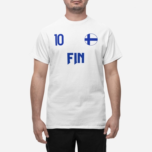 Finland landslag t-shirt i vit med FIN & 10 Eurovision euro 24 XXL