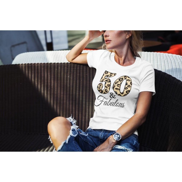 Födelse T-shirt  - Perfekt present - 50 & fabulous XXL