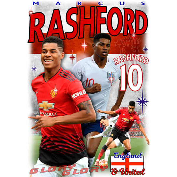 Rashford Man. Utd spelare t-shirt - polyester sportströja 10 140cl 9-11år