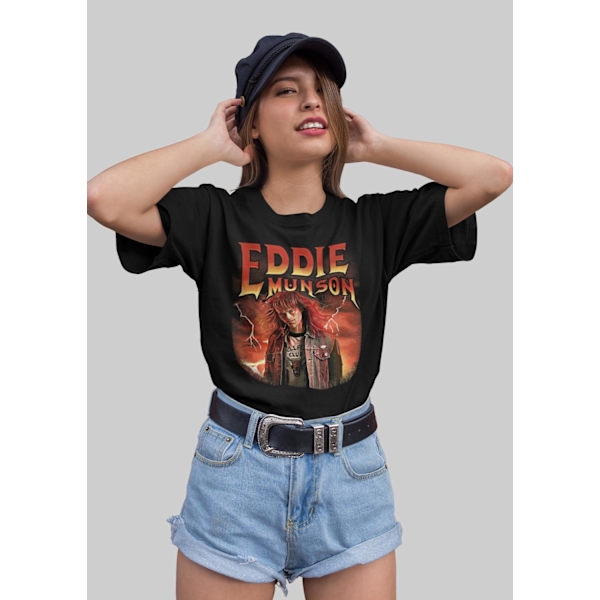 Svart T-shirt - Eddie Munson Stranger things metal Hellfire club 164