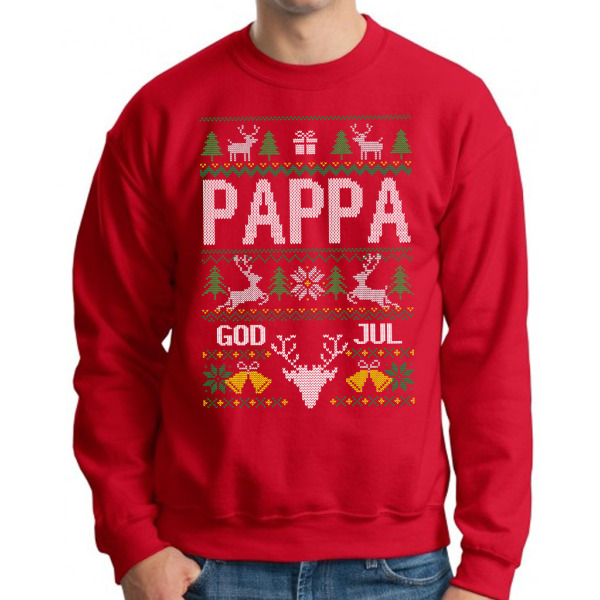 Pappa Jultröja - Christmas jumper stil röd sweatshirt S